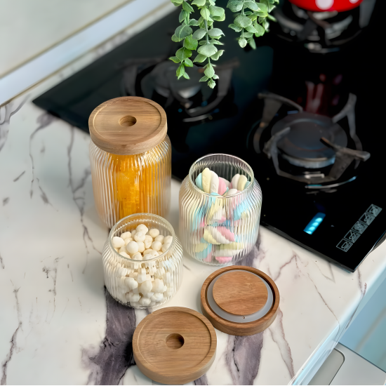 Glass Jar with Wooden Lid 750 ml